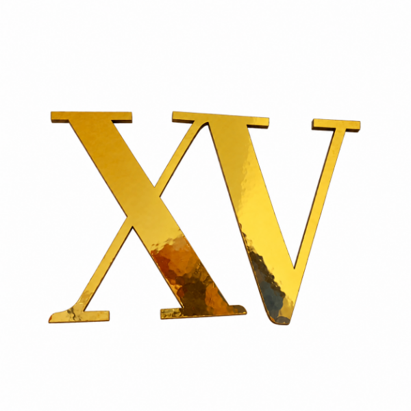 Producto - Cake topper xv dorado fibrofacil frontal (sin pinche)