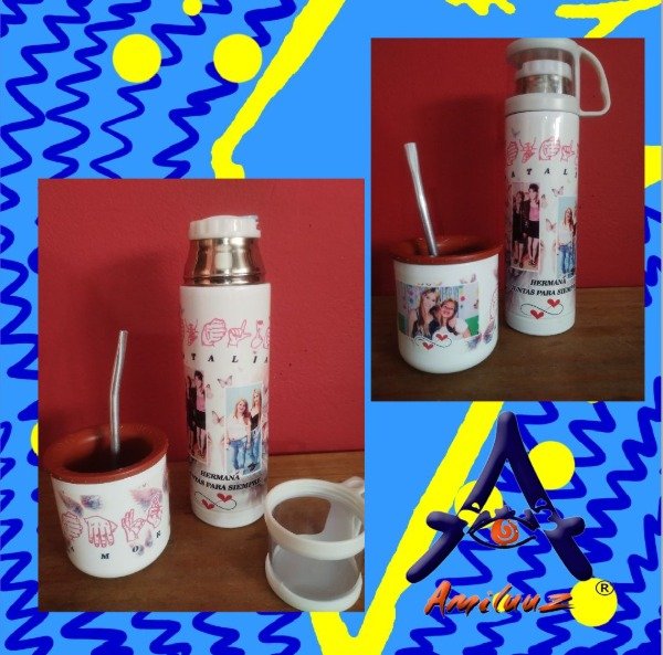 Producto - Termo medio y mate con bombilla
