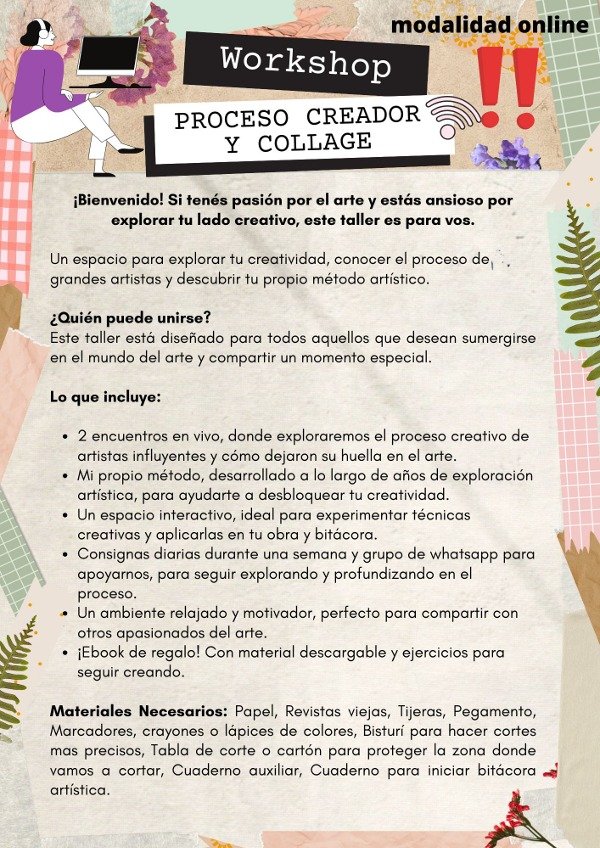 Producto - Workshop proceso creador y collage MARZO