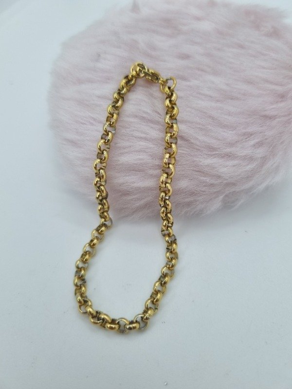 Producto - Pulsera acero dorado rolo 4 cpul086 18cm