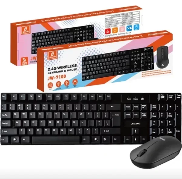 Producto - Combo de Teclado y mouse Inalámbrico USB Jeqang JW-7100, Sensor Óptico - 0