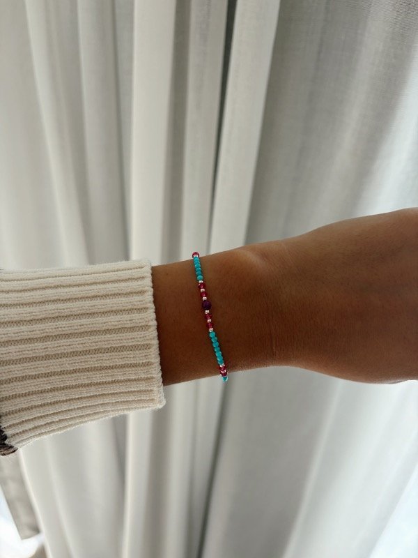 Producto - PULSERA CELESTE FUCSIA