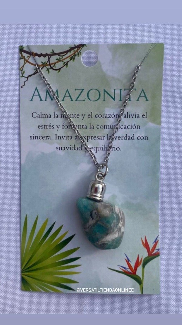 Producto - DIJE AMAZONITA CON CADENA DE ACERO QUIRÚRGICO
