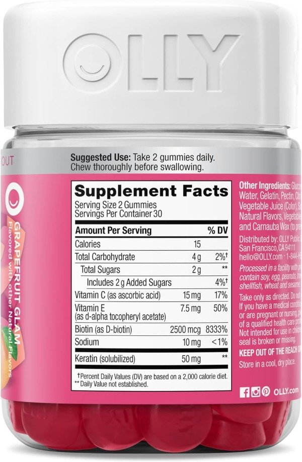 Producto - OLLY Undeniable Beauty Gomitas de belleza para el cabello, piel, uñas (60 un) - 6