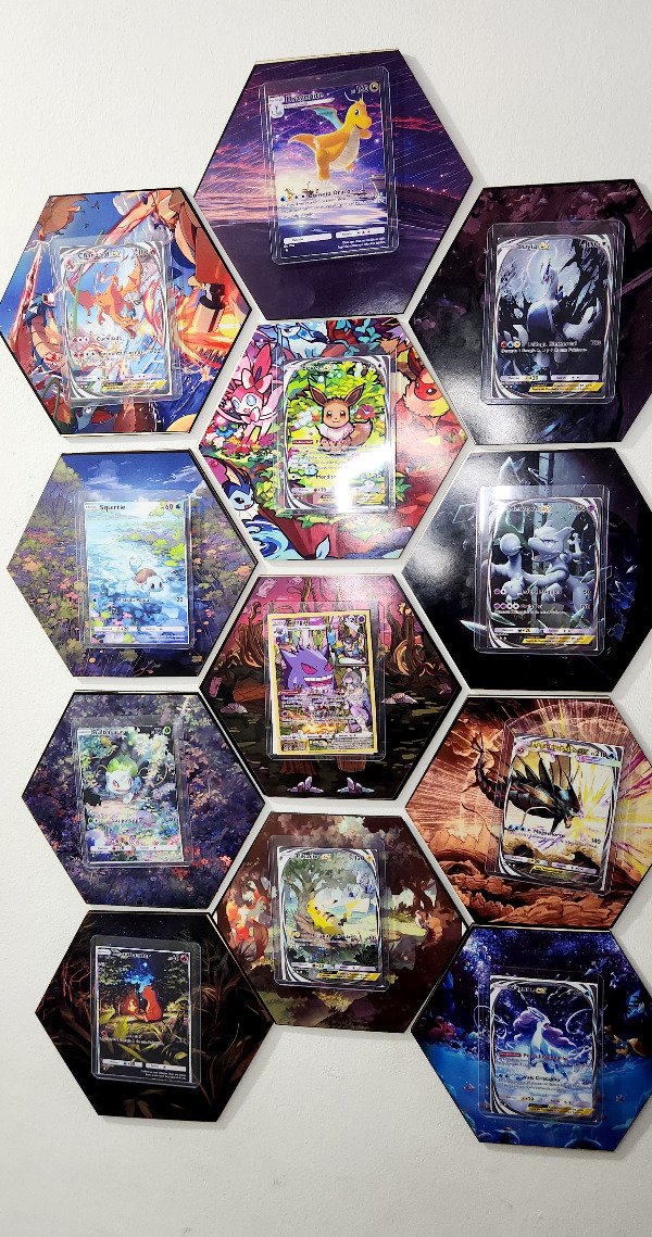 Producto - Cuadros Pokémon Hexagonales De Madera 3d Tcg Cartas Full Art