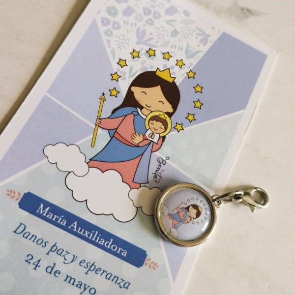 Producto - REGALO PACK ESTAMPA ADVOCACION CON MEDALLITA VIRGEN MARIA AUXILIADORA