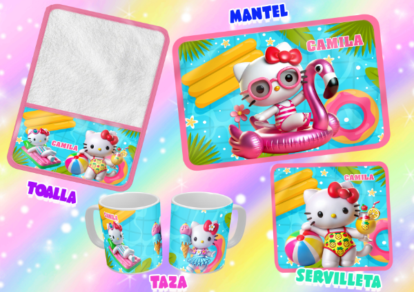 Producto - SET DE 4 ELEMENTOS KITTY POOL PARTY