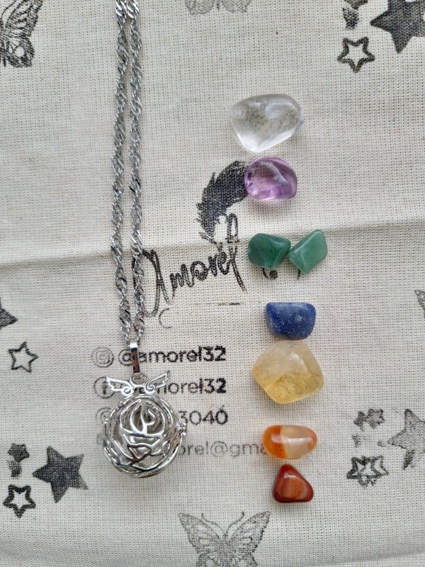 Producto - Collar Relicarios con Alitas 7 Chakras