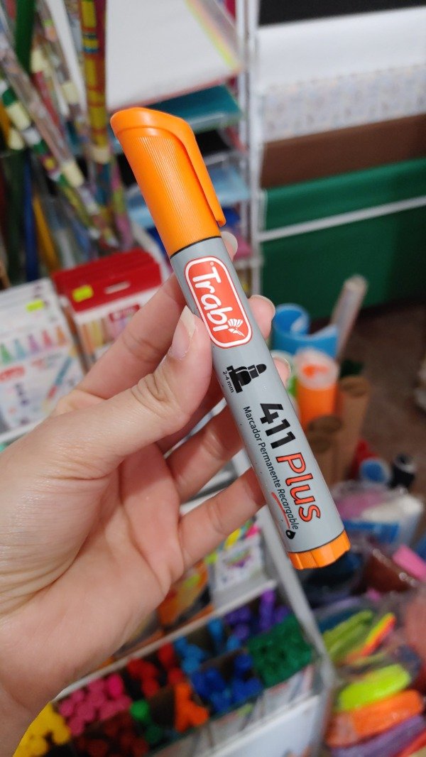 Producto - Marcador Trabi Permanente 411 Punta Redonda Naranja