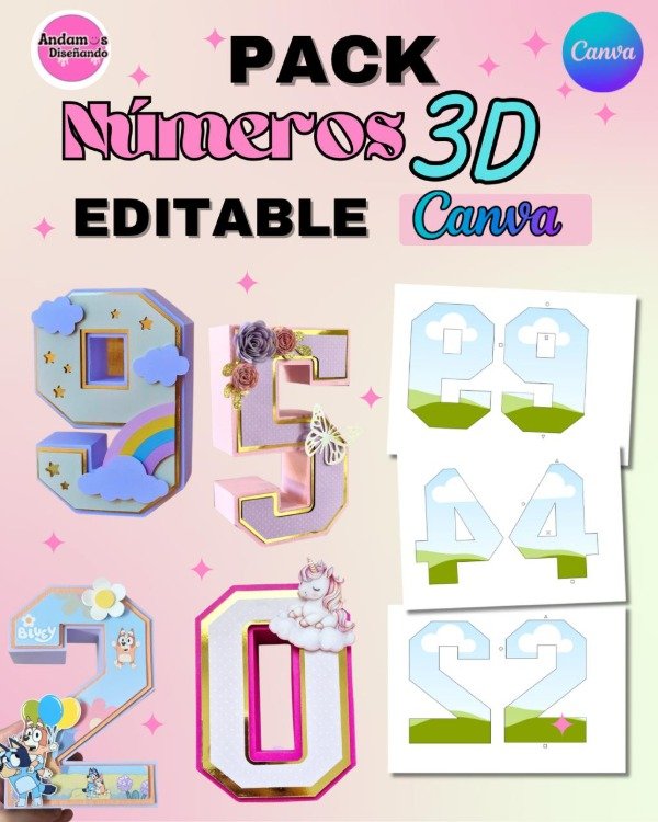Producto - PACK NÚMEROS EDITABLES EN CANVA