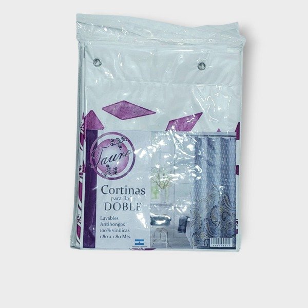 Producto - Cortina de Baño doble Tauro Flor Rombo Morado