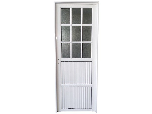 Producto - PUERTA DE ALUMINIO BLANCO MEDIO VIDRIO ACANALADA