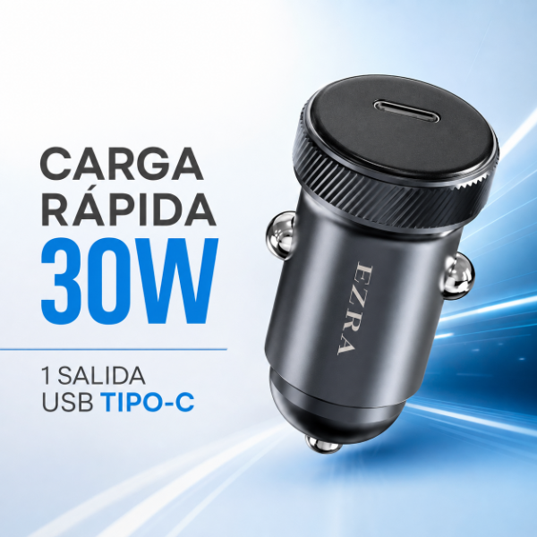 Producto - Adaptador Metalizado Para Auto de Carga Rapida de 30W TPC CR70. - 1