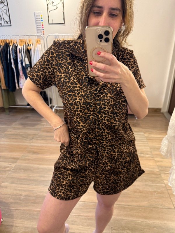 Producto - Pijama camisero print corto tela hawai - 0
