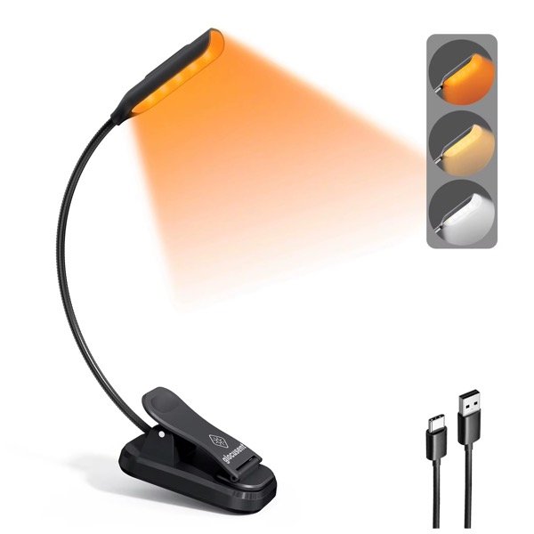 Producto - Led Lectura Clip Flexible 3 Tonos Intensidades Recarga Usb Negro