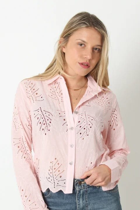 Producto - Camisa con botones corazón con brillo Rosa