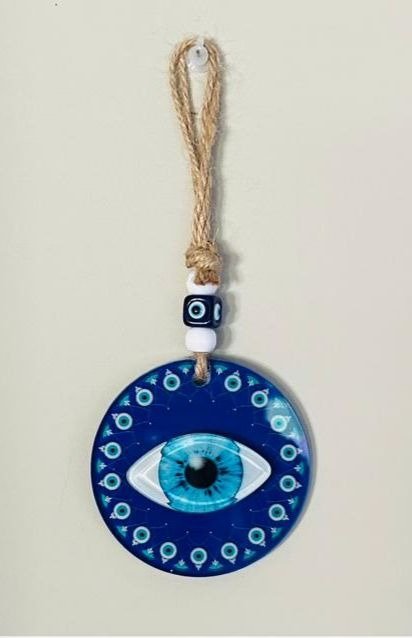 Producto - Colgante yute vidrio mandala con ojo relieve modelo 3