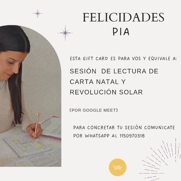 Producto - GIFT CARD - SESIÓN DE CARTA NATAL Y REVOLUCIÓN SOLAR