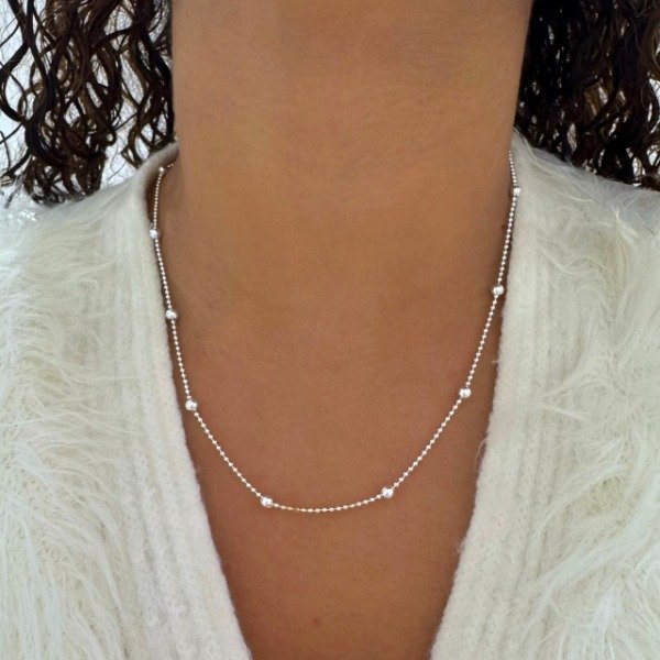 Producto - CADENA BLANCA MINI ESFERAS CON ESFERAS 4MM
