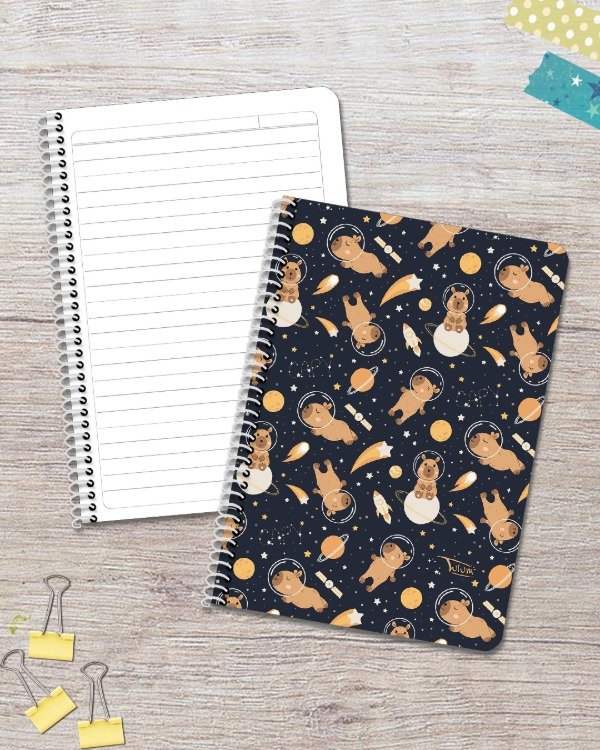 Producto - Cuaderno A5 flex RAYADO 60h dis. capibara en el espacio