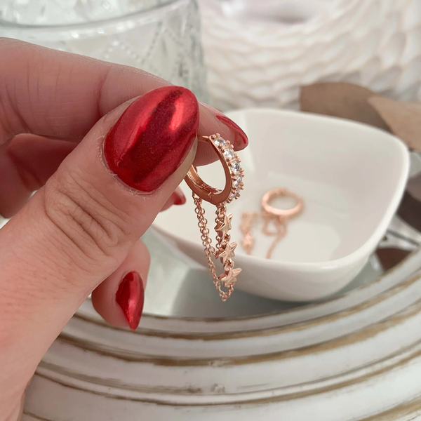 Producto - Aro con cadena colgante plata rosé
