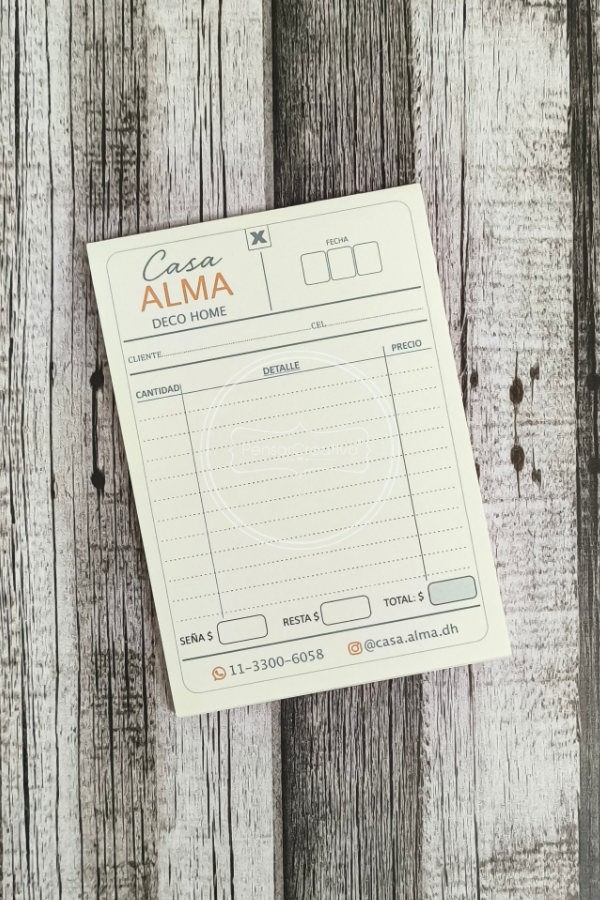 Producto - Talonario Presupuesto Remito Recetario Personalizado