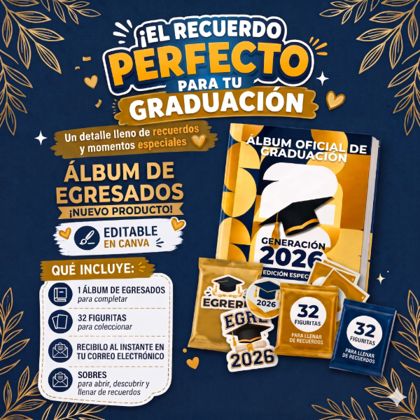 Producto - Álbum Mundial Egresados Editable en Canva Imprimible