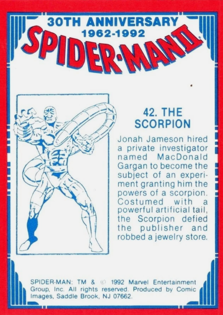 Producto - 1992 Comic Images Spider-Man II: 30th Anniversary 1962-1992 #42 - The Scorpion - 1