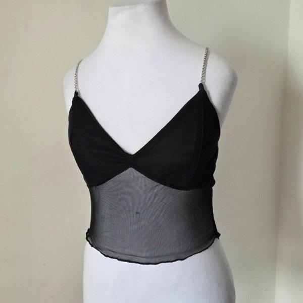Producto - Top con tirantes de cadena y transparencia S/M - 4
