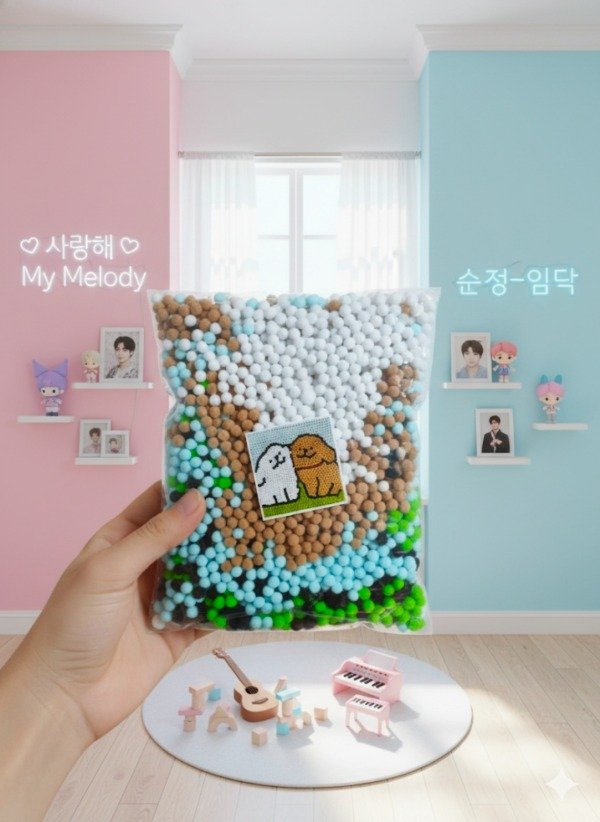 Producto - Cuadro para colocar pompones manualidad infantil 30x30cm perritos