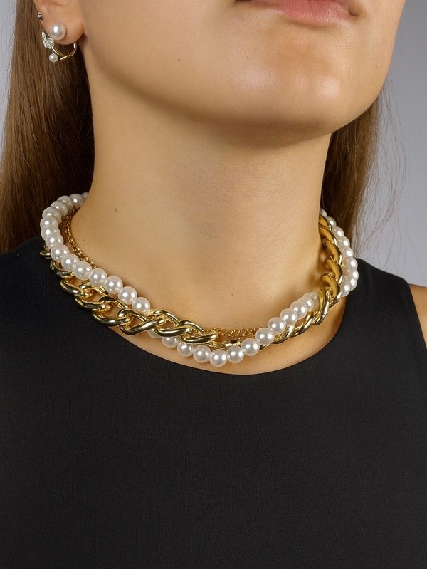 Producto - GARGANTILLA DORADA CON PERLAS TORZADAS 2356