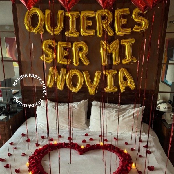 Producto - Set globos dorados Queres ser mi novia