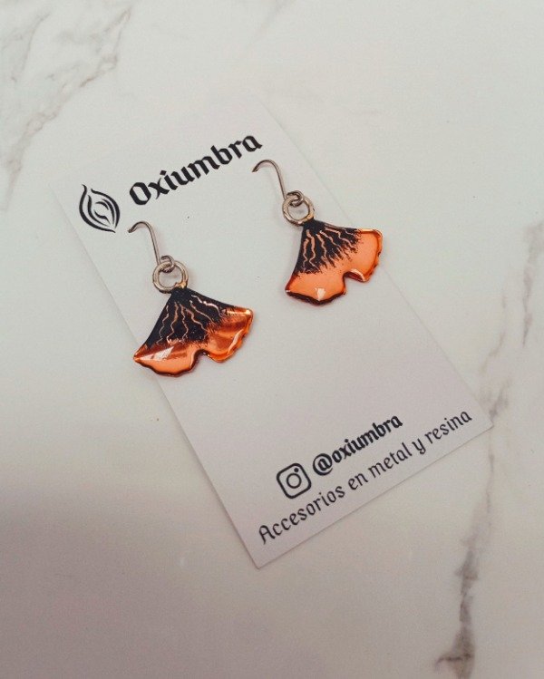 Producto - Aros Ginkgo (cobre y negro)