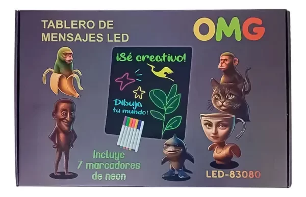Producto - Pizarron Magico Led 30x40cm Pizarra Luminosa 7 Marcadores