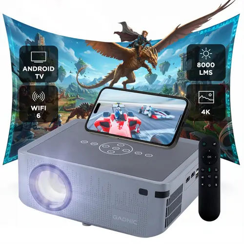 Producto - Proyector 8000 LM Smart Wifi dual/BT 5.0 -Android 9.0 -Dolby -hasta 120" FHD -HD