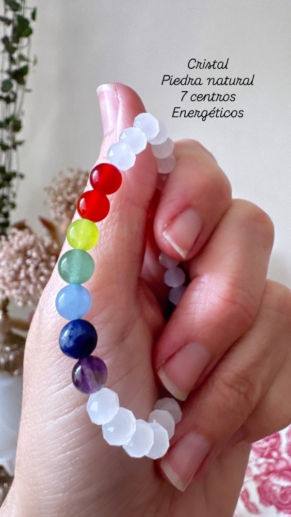 Producto - Pulsera centros energéticos combina piedra natural y cristales