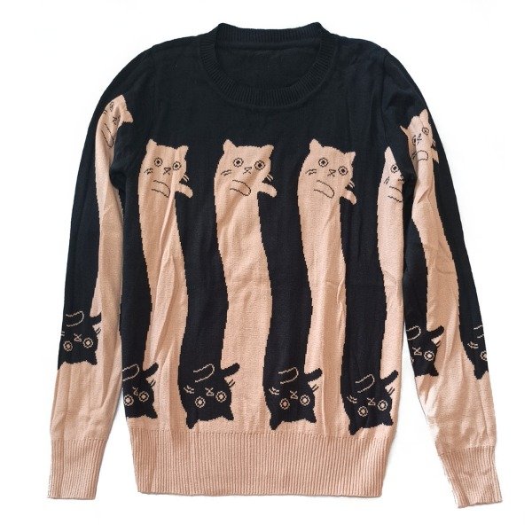 Producto - Sweater Gatitos beige y negro