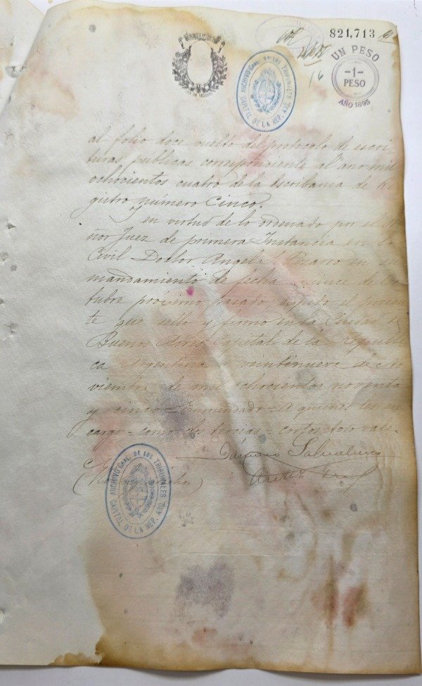 Producto - Testamento Notarial (1895) "Libre de Nación Benguela" / Inmueble Julio A. Roca - 4