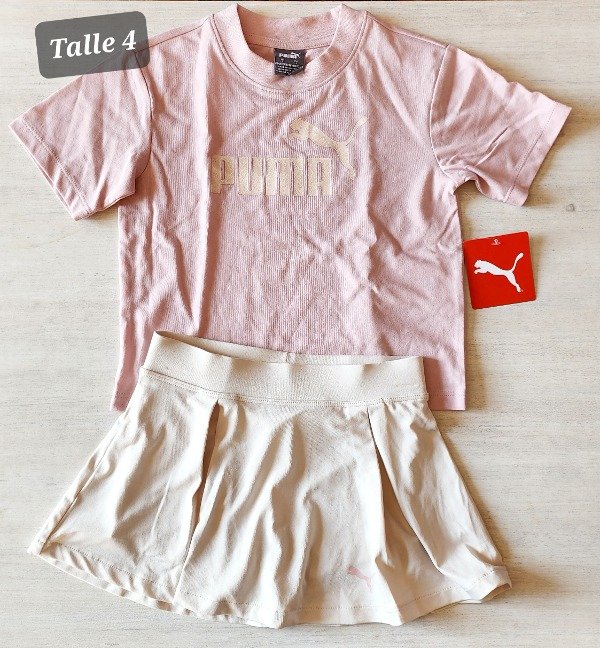 Duo puma remera manga corta y pollera talle 4