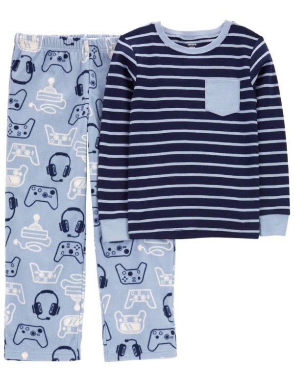 Producto - Carter's. Pijama Gamer azul. pantalon micropolar  y remera algodón