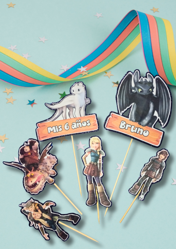 Producto - Toppers p/torta- Entrenando a mí dragon