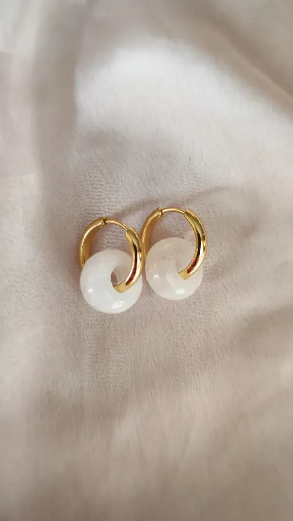 Producto - Aros Almica CUARZO BLANCO dorado