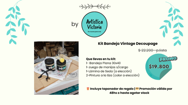 Producto - Kit Creativo Bandeja Decoupage Vintage