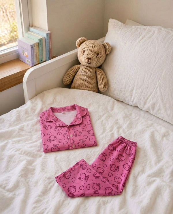 Producto - Pijama camisero largo niños - Kitty rosa