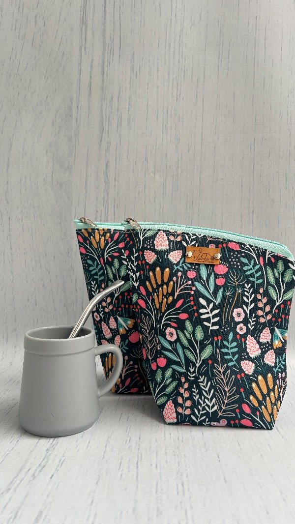 Producto - Set yerbera y azucarera flores aqua