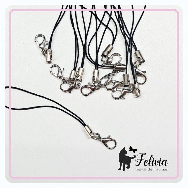 Producto - Tira para celular con mosquetón. Negro x 10 u.