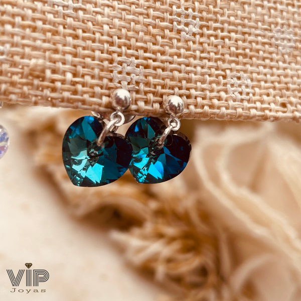 Producto - Aros Pasantes Corazón Azul Plata 925