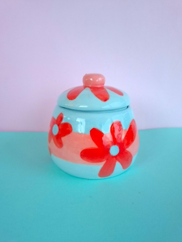 Producto - Azucarera Celeste pastel Flores rosas