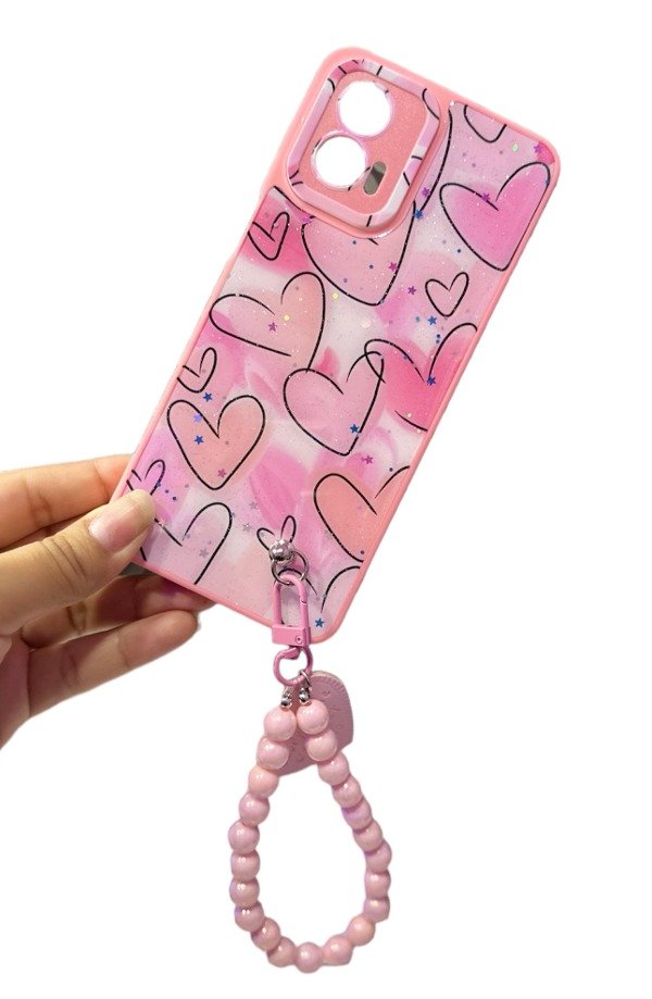 Producto - FUNDA BRILLO CON CADENA DE PERLAS MOTOROLA G73