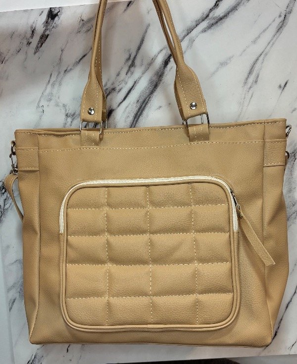 Producto - Bolso universitario ecocuero doble manija Beige